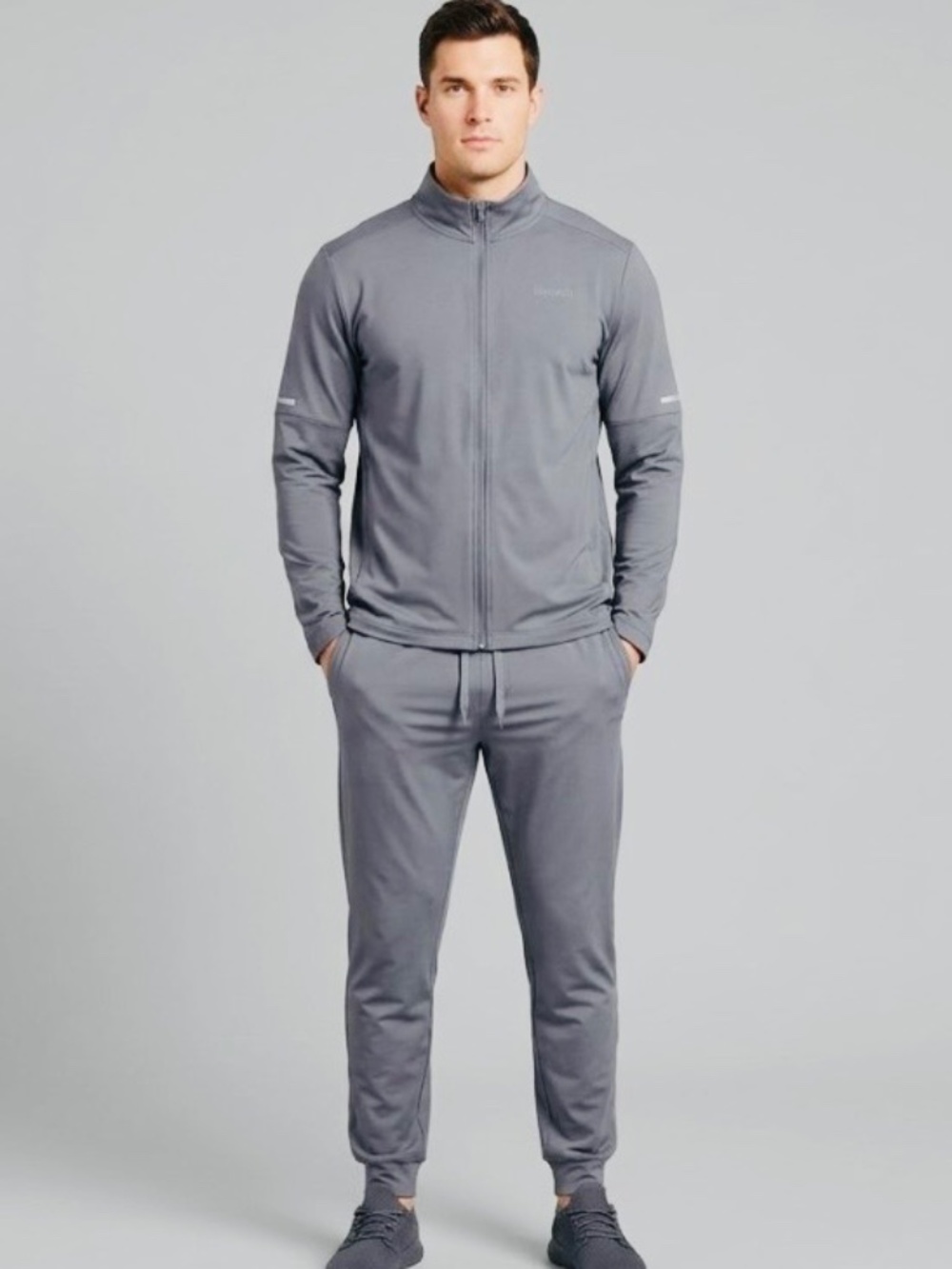 Bench Men's Active Tracksuit Grey Jacket & Joggers Set - XL